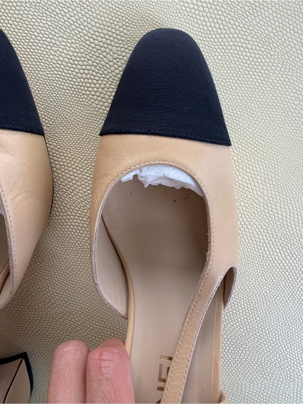 CHANEL Beige and Black Two-Tone Slingback Pumps - Picture 10 of 10